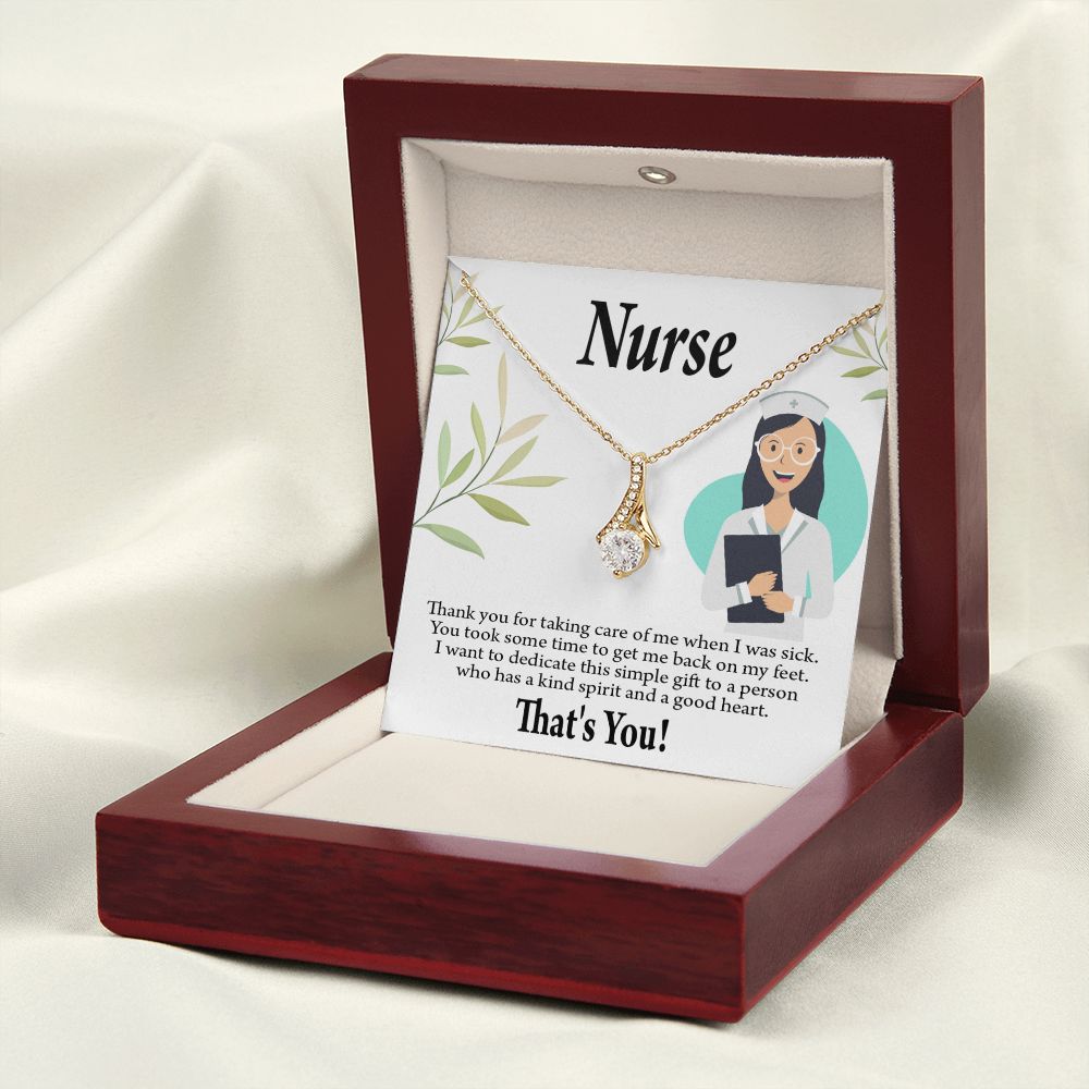 Simple Thank You Nurse Alluring Ribbon Necklace-Express Your Love Gifts