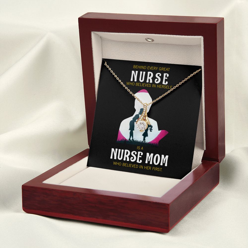 Behind Every Mom Nurse Alluring Ribbon Necklace-Express Your Love Gifts