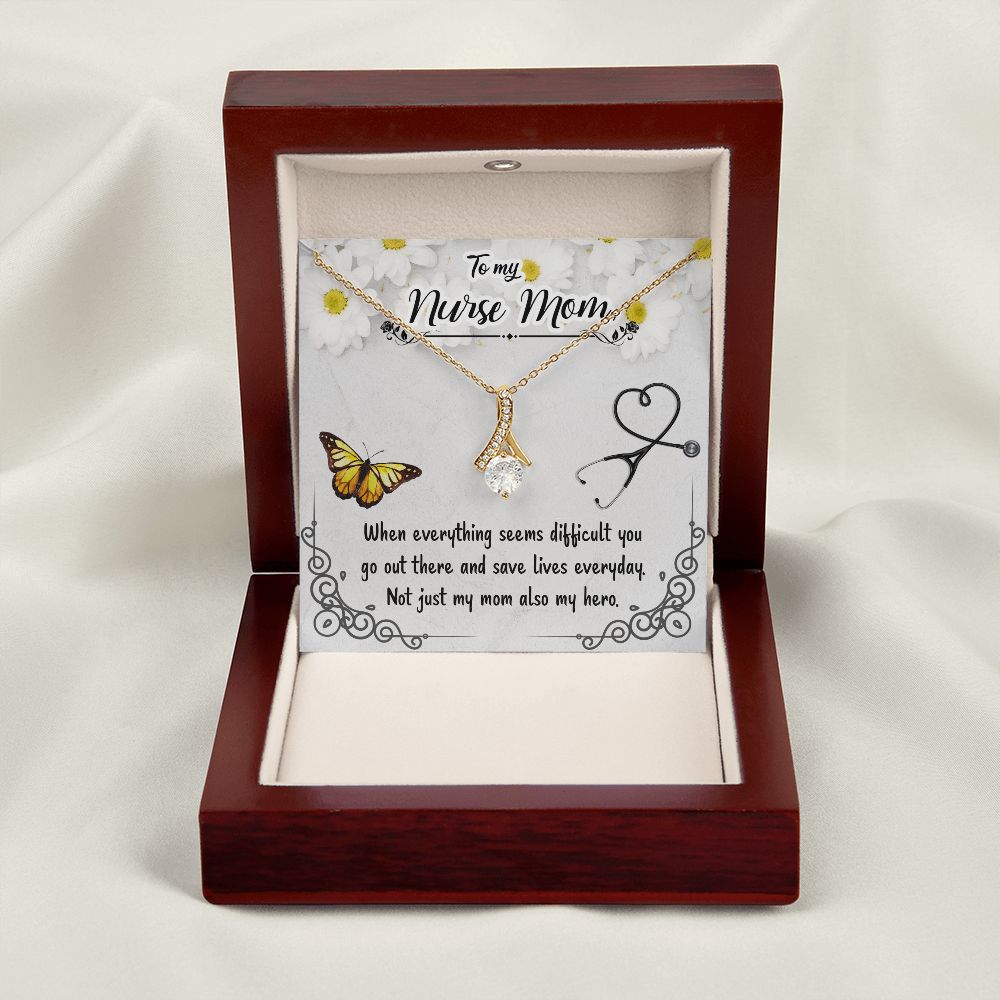 To my Nurse Mom When Everything Alluring Ribbon Necklace-Express Your Love Gifts