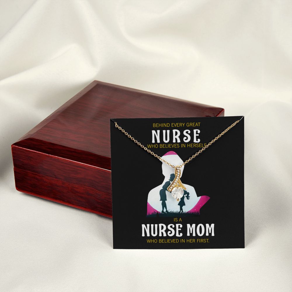 Behind Every Mom Nurse Alluring Ribbon Necklace-Express Your Love Gifts