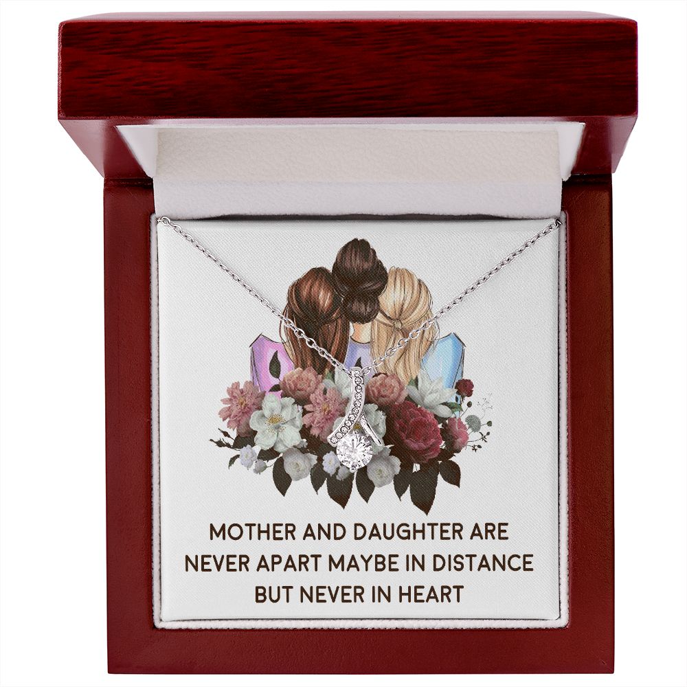 Mother and Daughter Never Apart Alluring Ribbon Necklace-Express Your Love Gifts