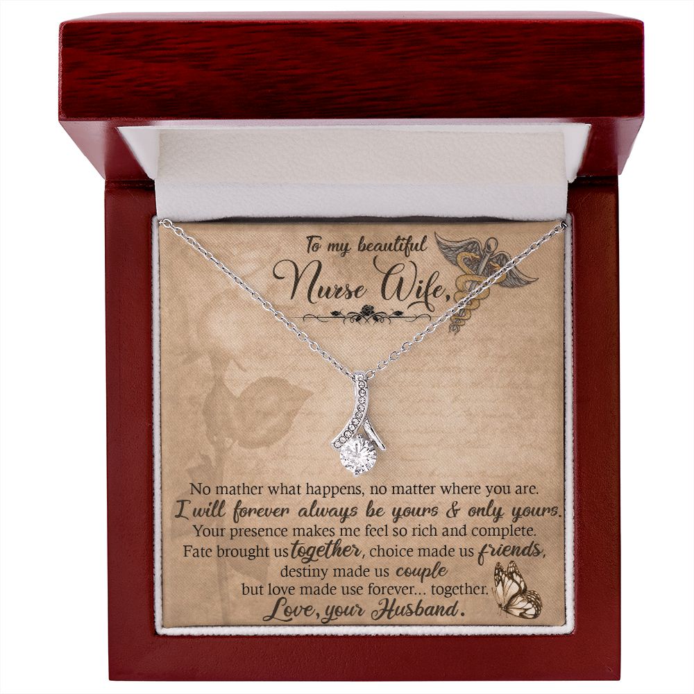 To my Wife Nurse In This Difficult Time Alluring Ribbon Necklace-Express Your Love Gifts