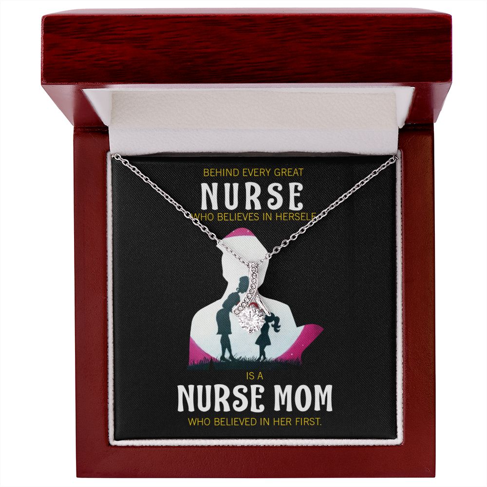 Behind Every Mom Nurse Alluring Ribbon Necklace-Express Your Love Gifts