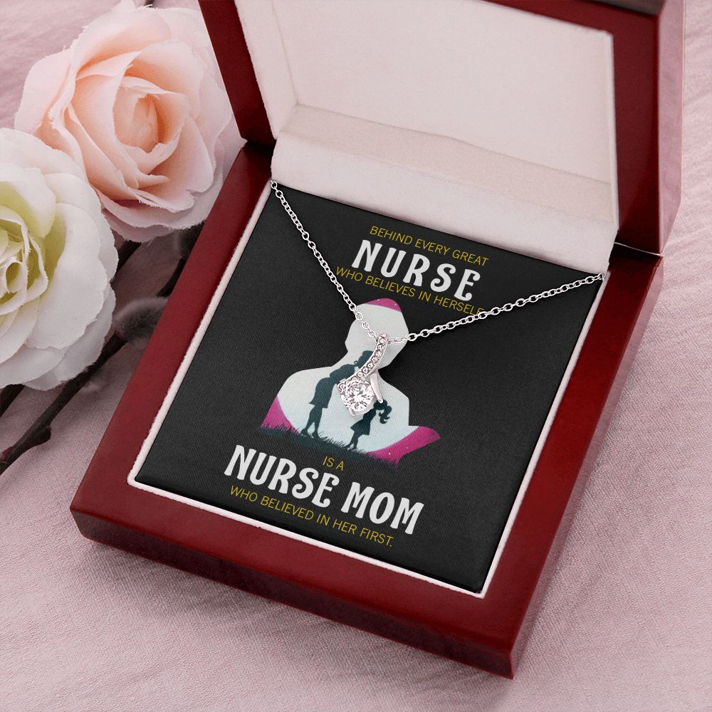 Behind Every Mom Nurse Alluring Ribbon Necklace-Express Your Love Gifts