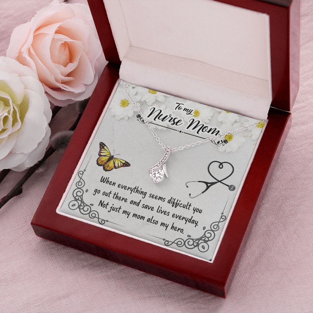 To my Nurse Mom When Everything Alluring Ribbon Necklace-Express Your Love Gifts