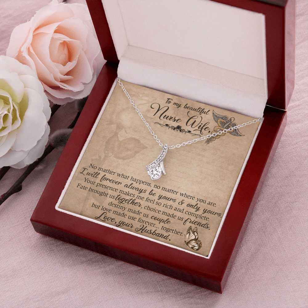 To my Wife Nurse In This Difficult Time Alluring Ribbon Necklace-Express Your Love Gifts