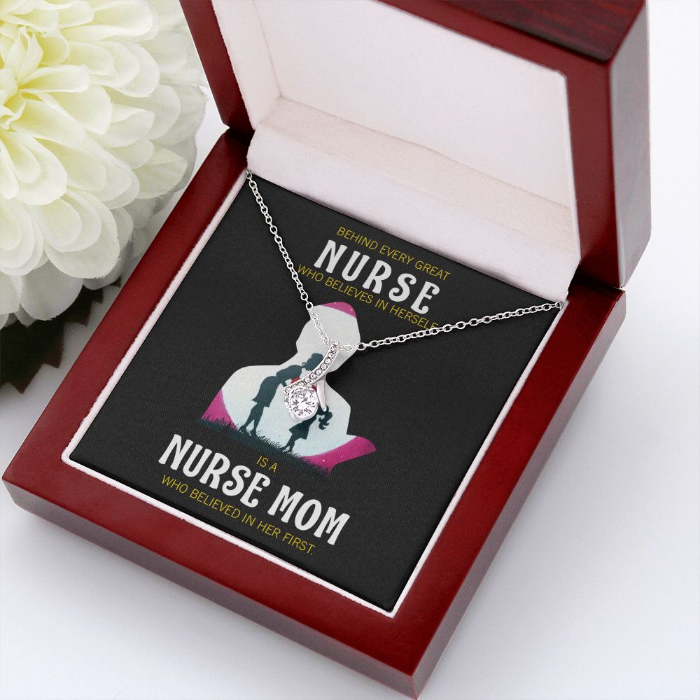 Behind Every Mom Nurse Alluring Ribbon Necklace-Express Your Love Gifts