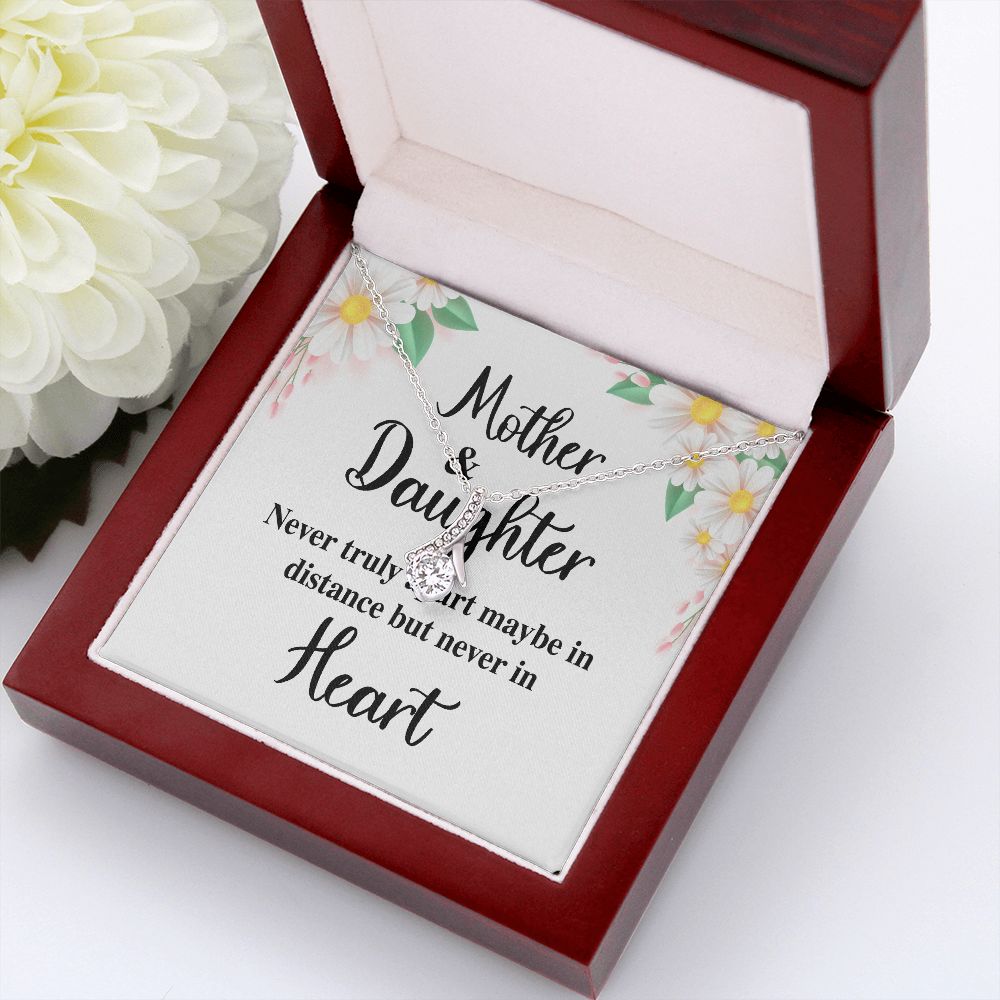 Mother and Daughter Never Truly Apart Alluring Ribbon Necklace-Express Your Love Gifts