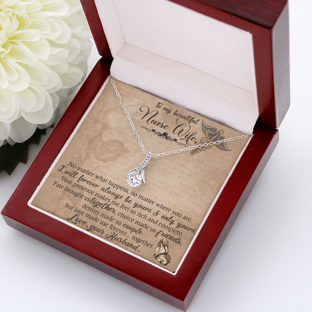 To my Wife Nurse In This Difficult Time Alluring Ribbon Necklace-Express Your Love Gifts