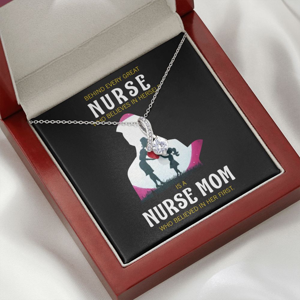 Behind Every Mom Nurse Alluring Ribbon Necklace-Express Your Love Gifts