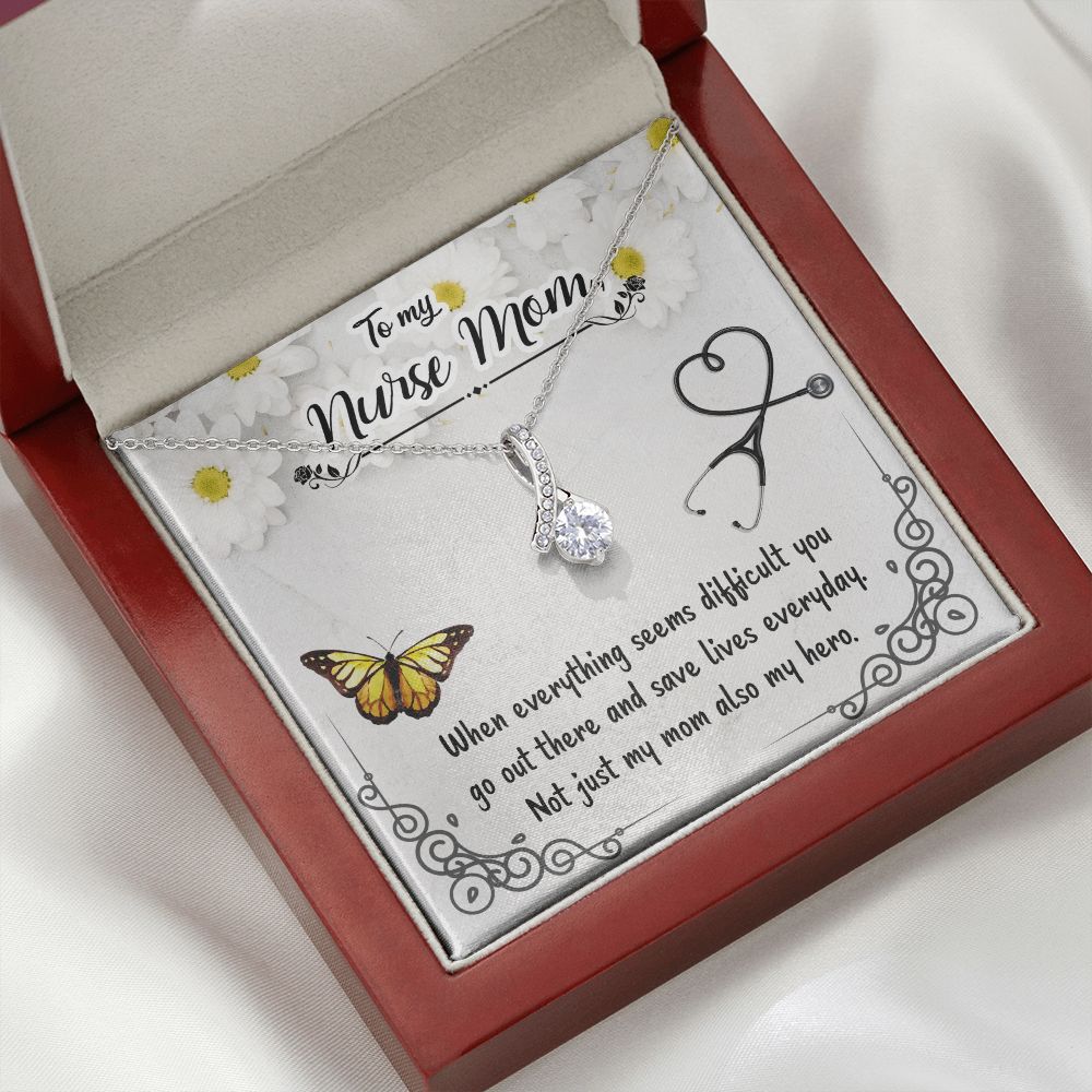 To my Nurse Mom When Everything Alluring Ribbon Necklace-Express Your Love Gifts