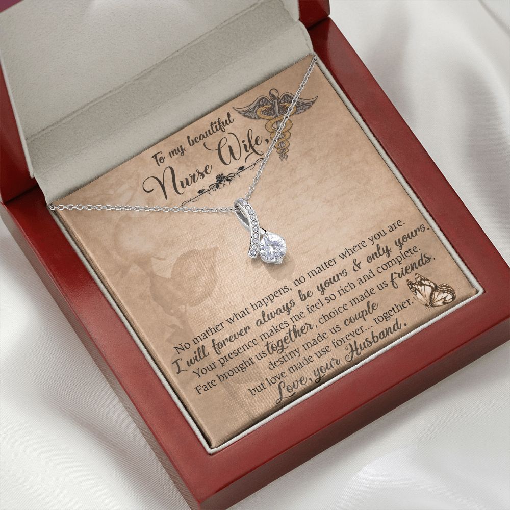 To my Wife Nurse In This Difficult Time Alluring Ribbon Necklace-Express Your Love Gifts