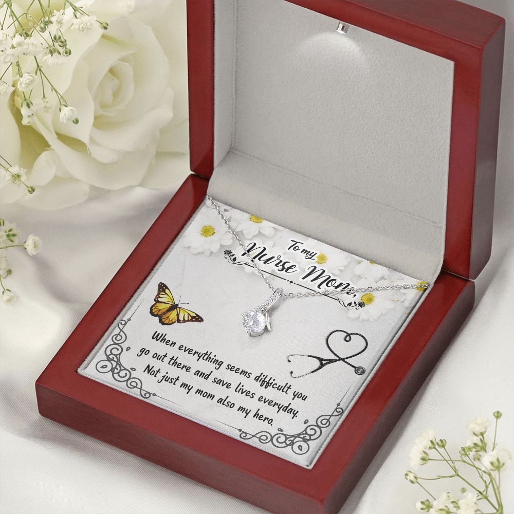 To my Nurse Mom When Everything Alluring Ribbon Necklace-Express Your Love Gifts