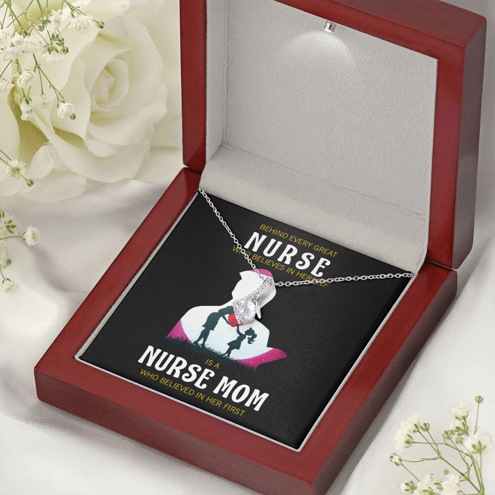 Behind Every Mom Nurse Alluring Ribbon Necklace-Express Your Love Gifts