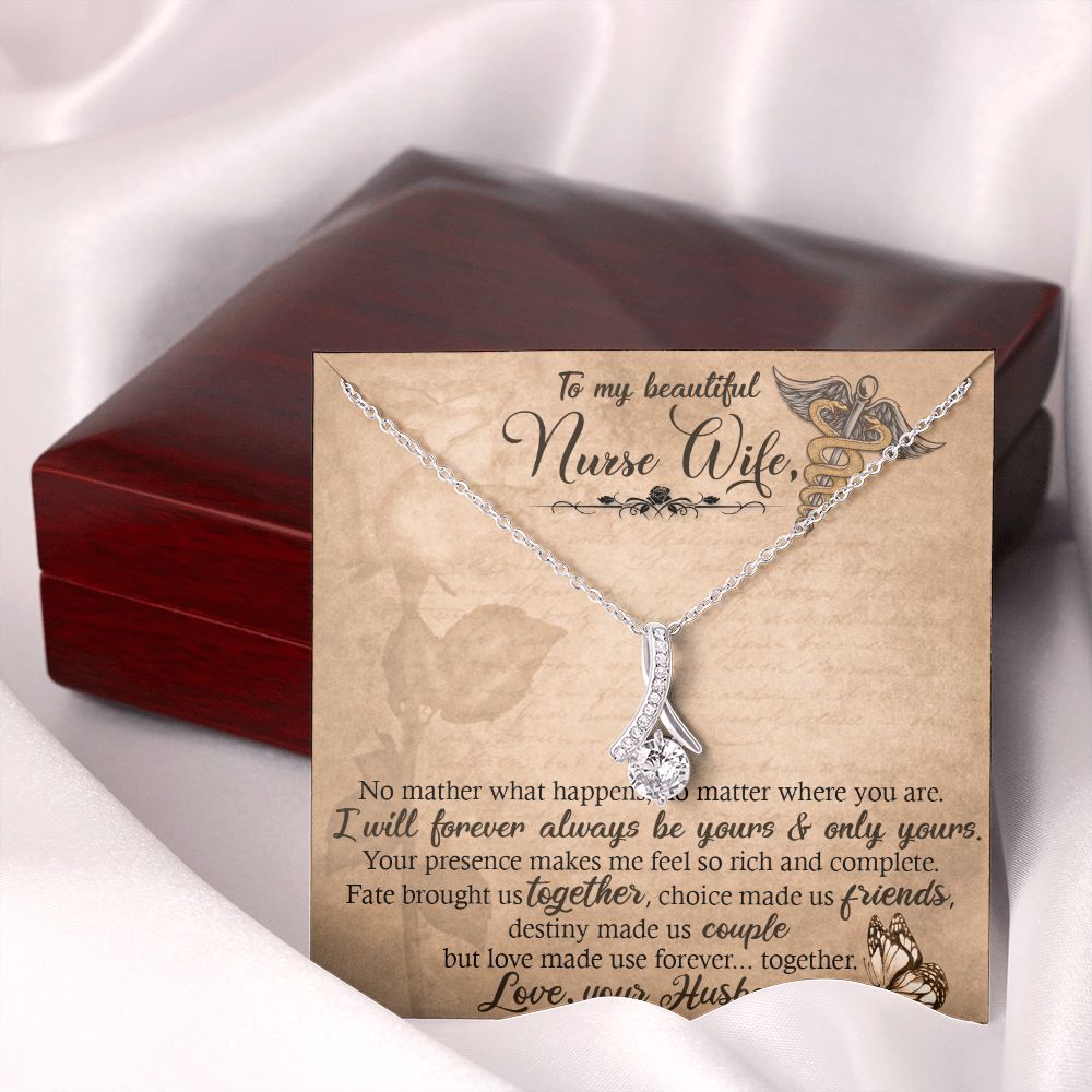 To my Wife Nurse In This Difficult Time Alluring Ribbon Necklace-Express Your Love Gifts
