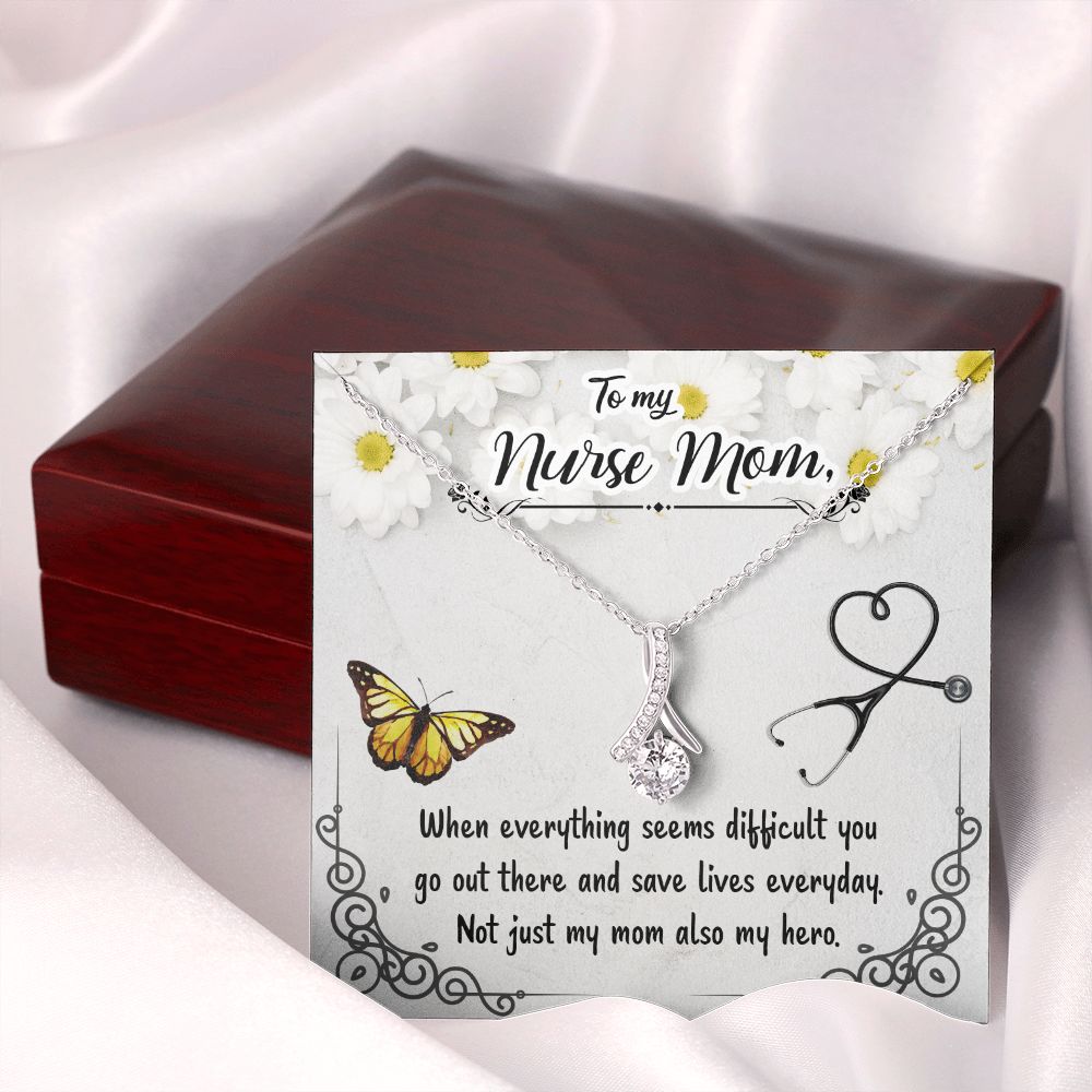 To my Nurse Mom When Everything Alluring Ribbon Necklace-Express Your Love Gifts