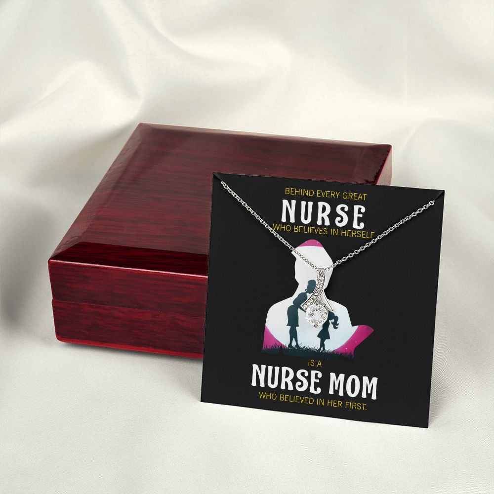 Behind Every Mom Nurse Alluring Ribbon Necklace-Express Your Love Gifts