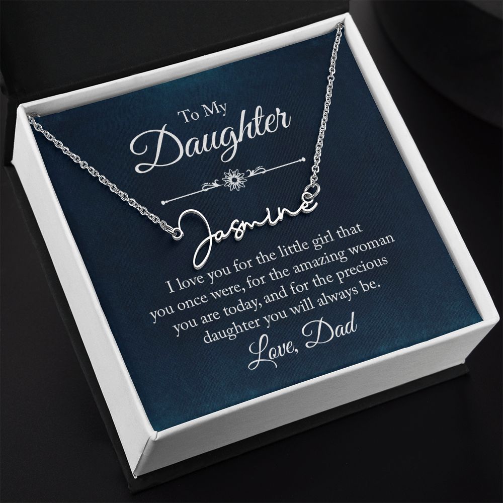 To My Daughter I Love You Signature Name Necklace-Express Your Love Gifts