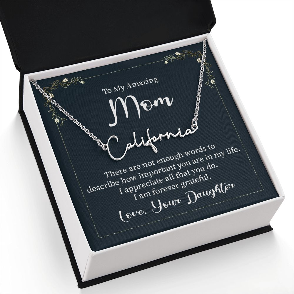 To My Amazing Mom There are Not Enough Words Signature Name Necklace-Express Your Love Gifts