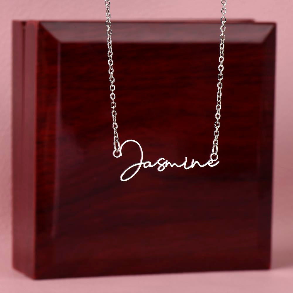 To My Beautiful Wife My Heart is Where You Are Signature Name Necklace-Express Your Love Gifts