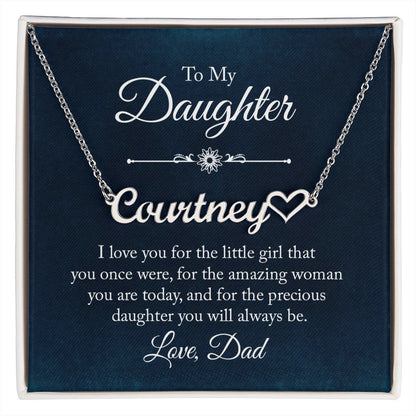 To My Daughter I Love You Name Necklace With Heart-Express Your Love Gifts
