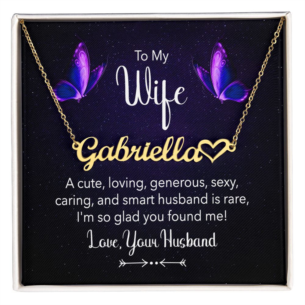 To My Wife A Cute Loving Name Necklace With Heart-Express Your Love Gifts