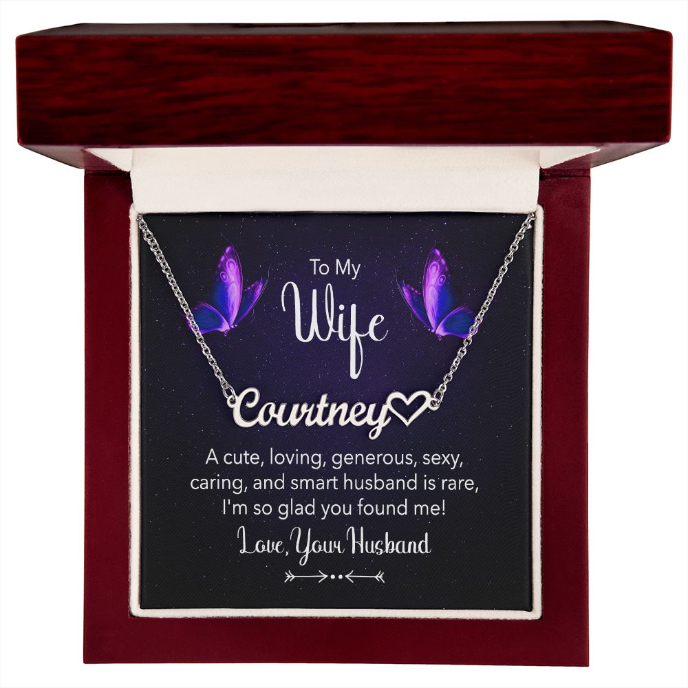 To My Wife A Cute Loving Name Necklace With Heart-Express Your Love Gifts
