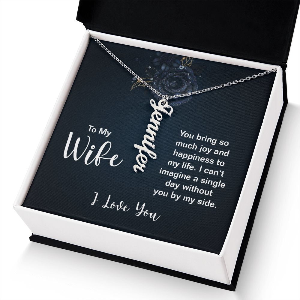 To My Wife Joy and Happiness Vertical Name Necklace-Express Your Love Gifts