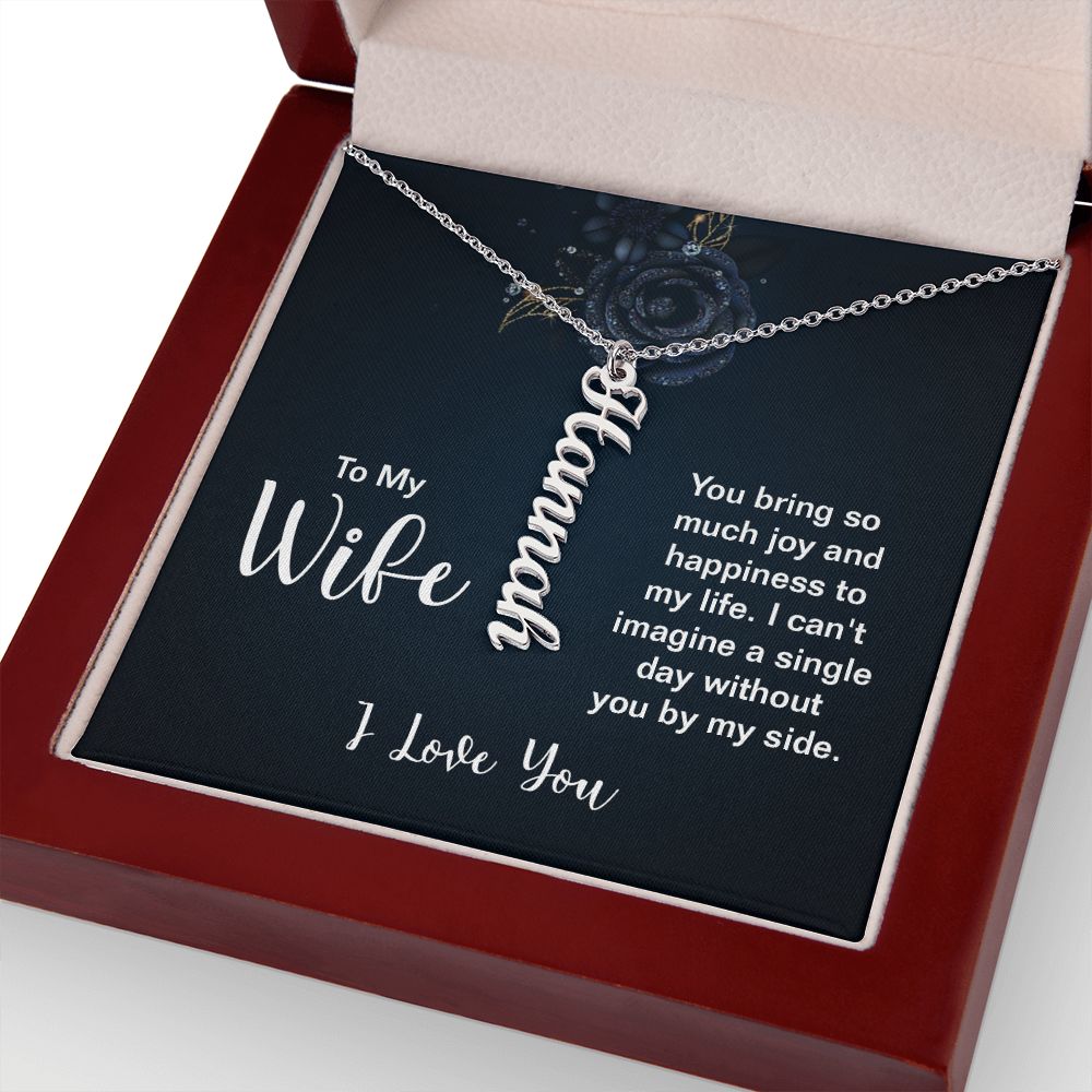 To My Wife Joy and Happiness Vertical Name Necklace-Express Your Love Gifts