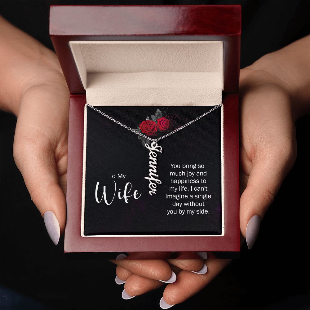 To My Wife So Much Joy and Happiness Vertical Name Necklace-Express Your Love Gifts