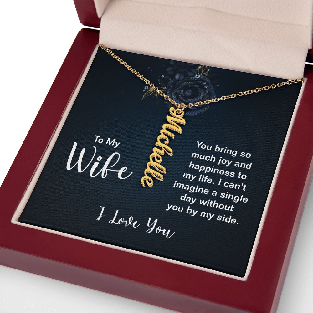 To My Wife Joy and Happiness Vertical Name Necklace-Express Your Love Gifts