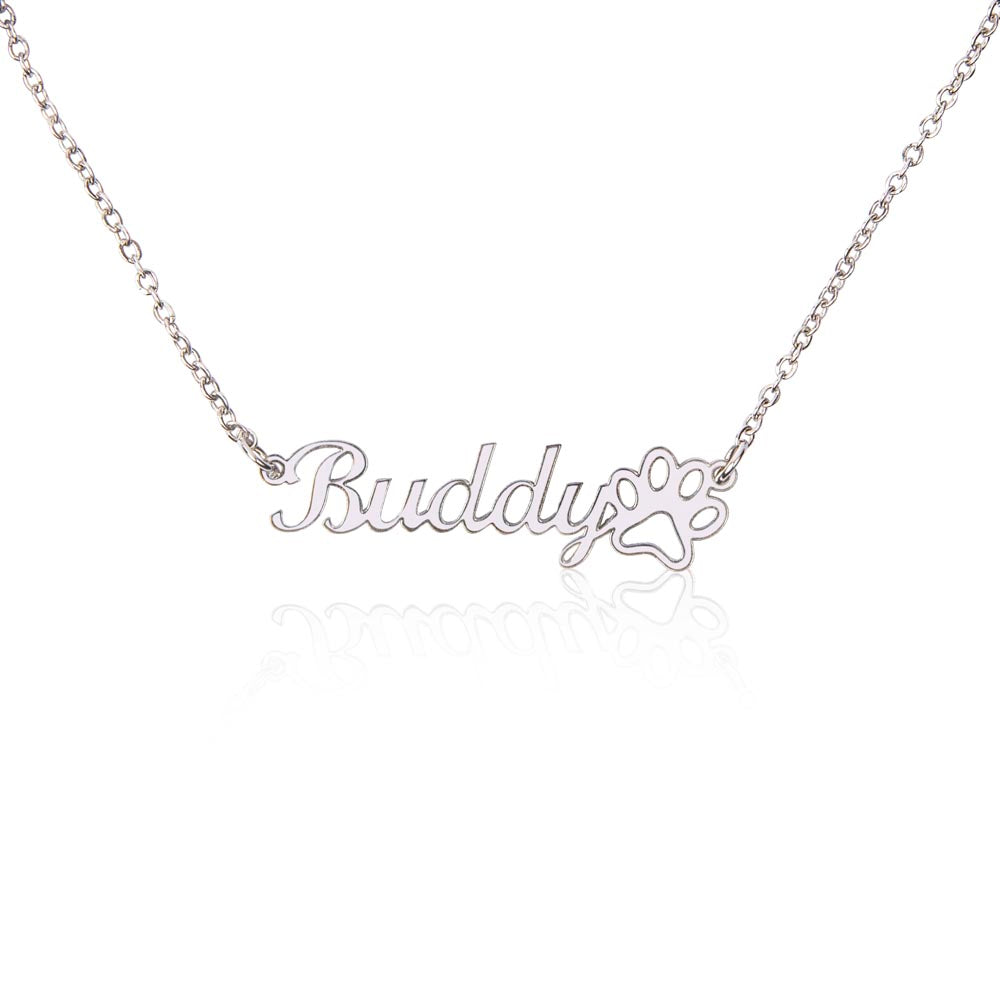 To My Wife A Cute Loving Name Necklace With Paw Print-Express Your Love Gifts