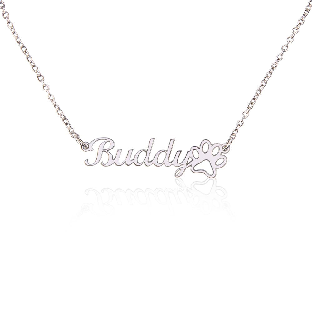 Happy Birthday to My Wife Birthdays Show Up Name Necklace With Paw Print-Express Your Love Gifts