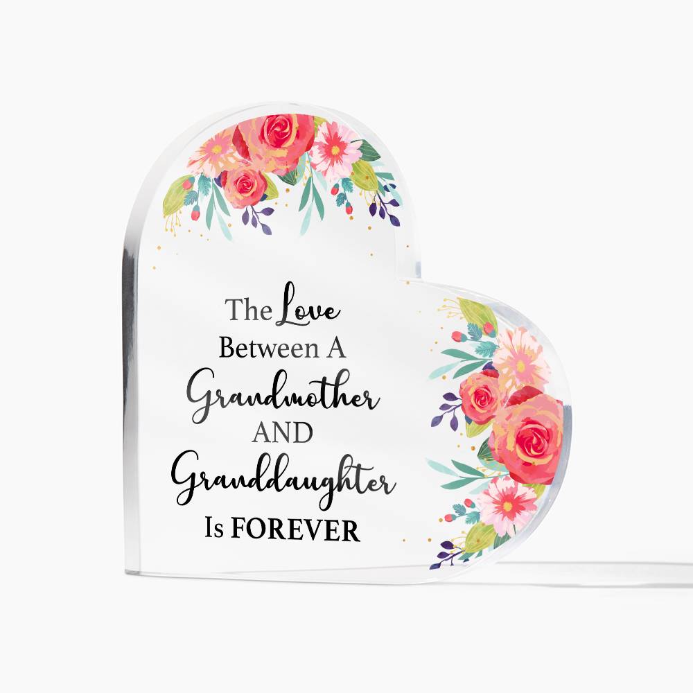 The Love Between a Grandmother and Granddaughter Printed Heart Shaped Acrylic Plaque-Express Your Love Gifts