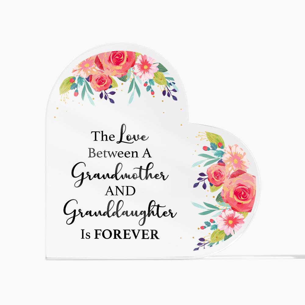 The Love Between a Grandmother and Granddaughter Printed Heart Shaped Acrylic Plaque-Express Your Love Gifts