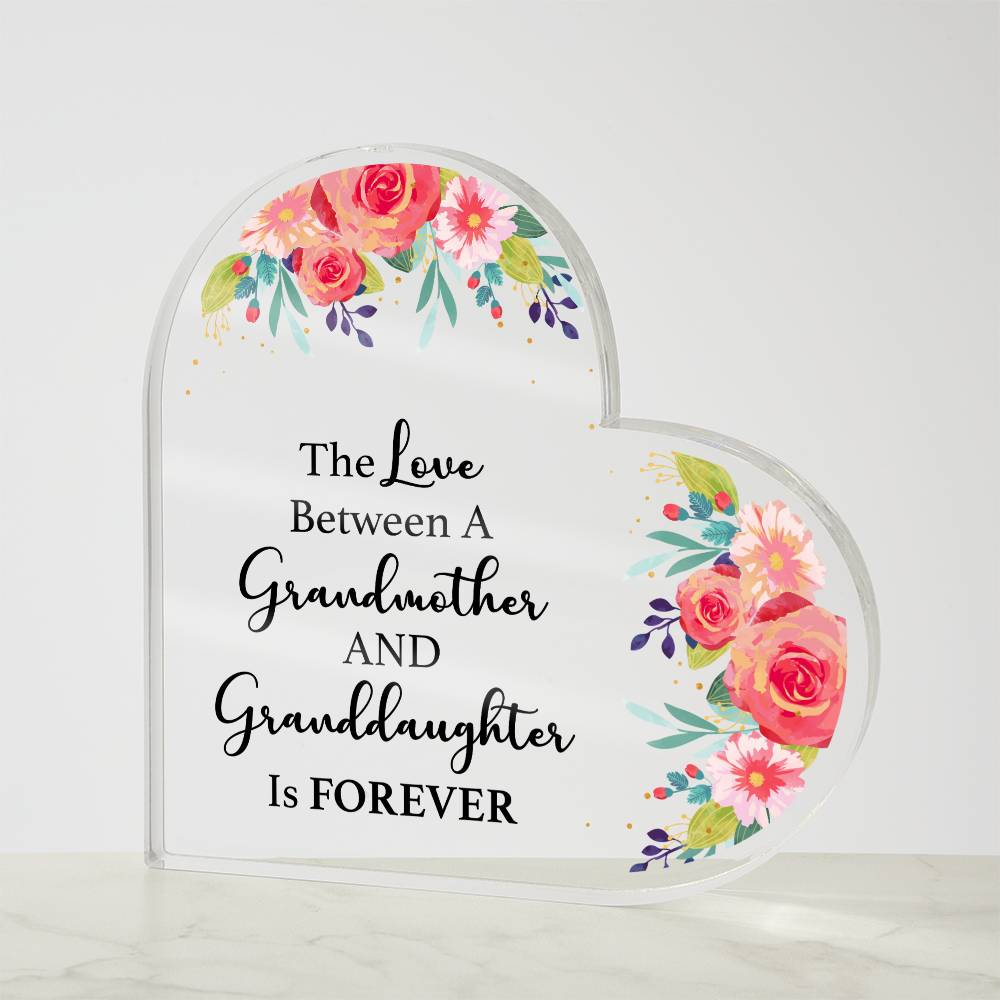 The Love Between a Grandmother and Granddaughter Printed Heart Shaped Acrylic Plaque-Express Your Love Gifts