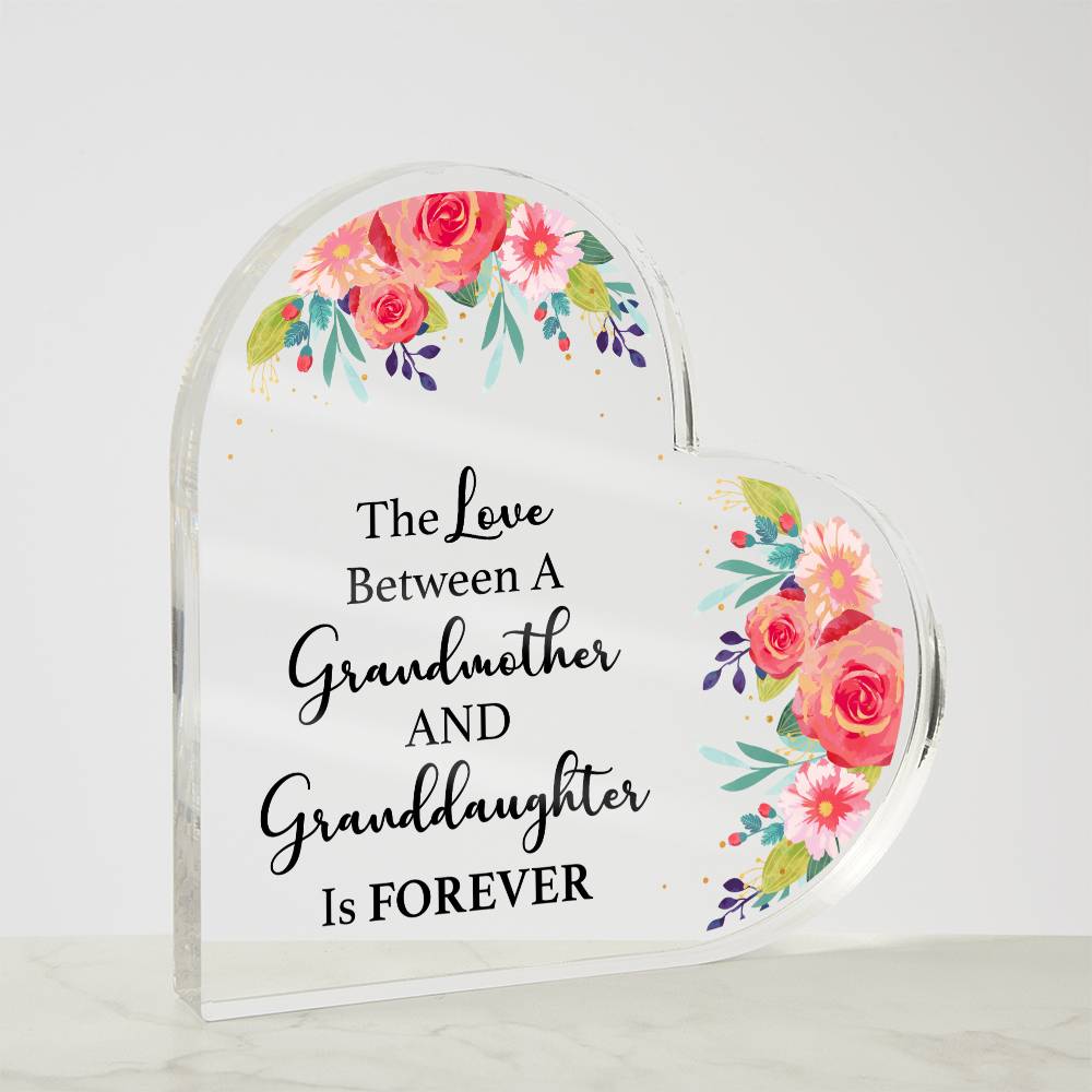 The Love Between a Grandmother and Granddaughter Printed Heart Shaped Acrylic Plaque-Express Your Love Gifts