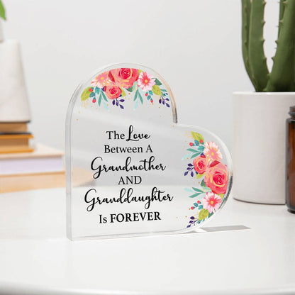 The Love Between a Grandmother and Granddaughter Printed Heart Shaped Acrylic Plaque-Express Your Love Gifts