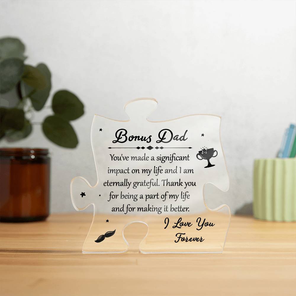 Bonus Dad Eternally Grateful Printed Acrylic Puzzle Plaque-Express Your Love Gifts