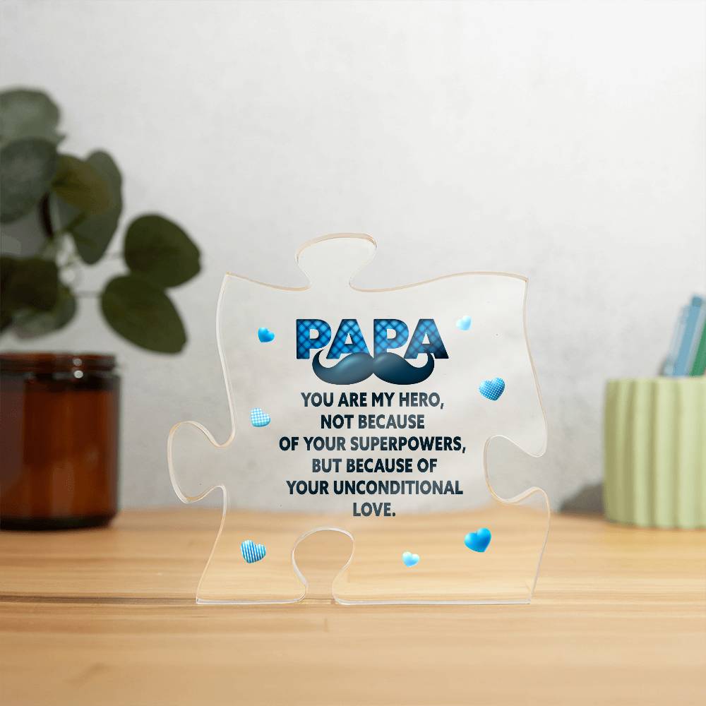 Papa You Are My Hero Printed Acrylic Puzzle Plaque-Express Your Love Gifts