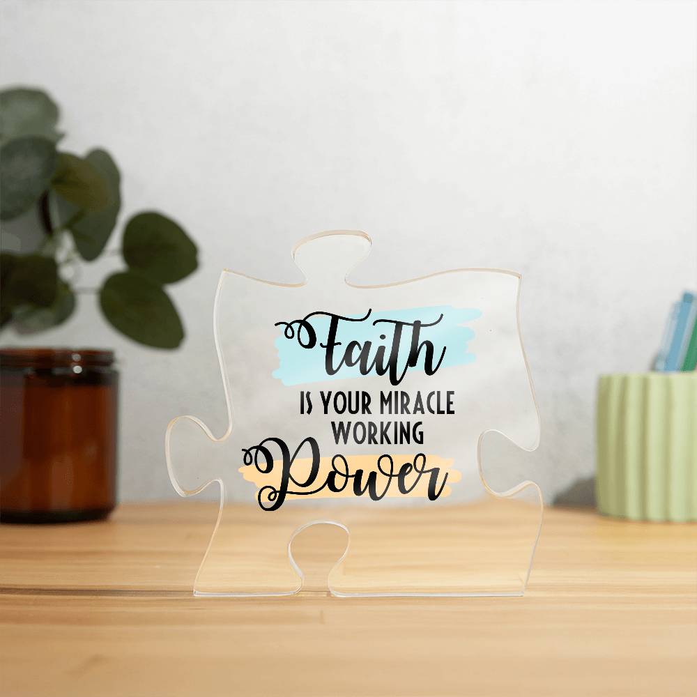 Faith is Power Printed Acrylic Puzzle Plaque-Express Your Love Gifts