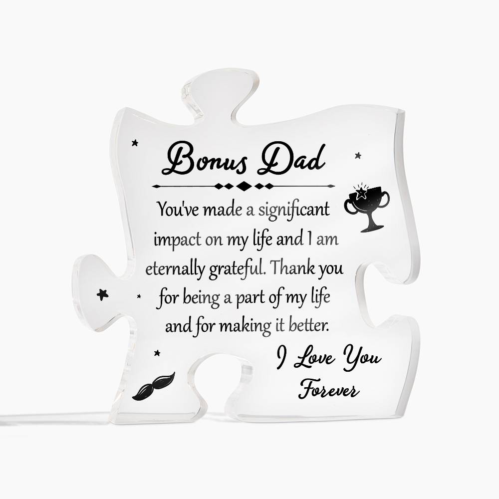 Bonus Dad Eternally Grateful Printed Acrylic Puzzle Plaque-Express Your Love Gifts