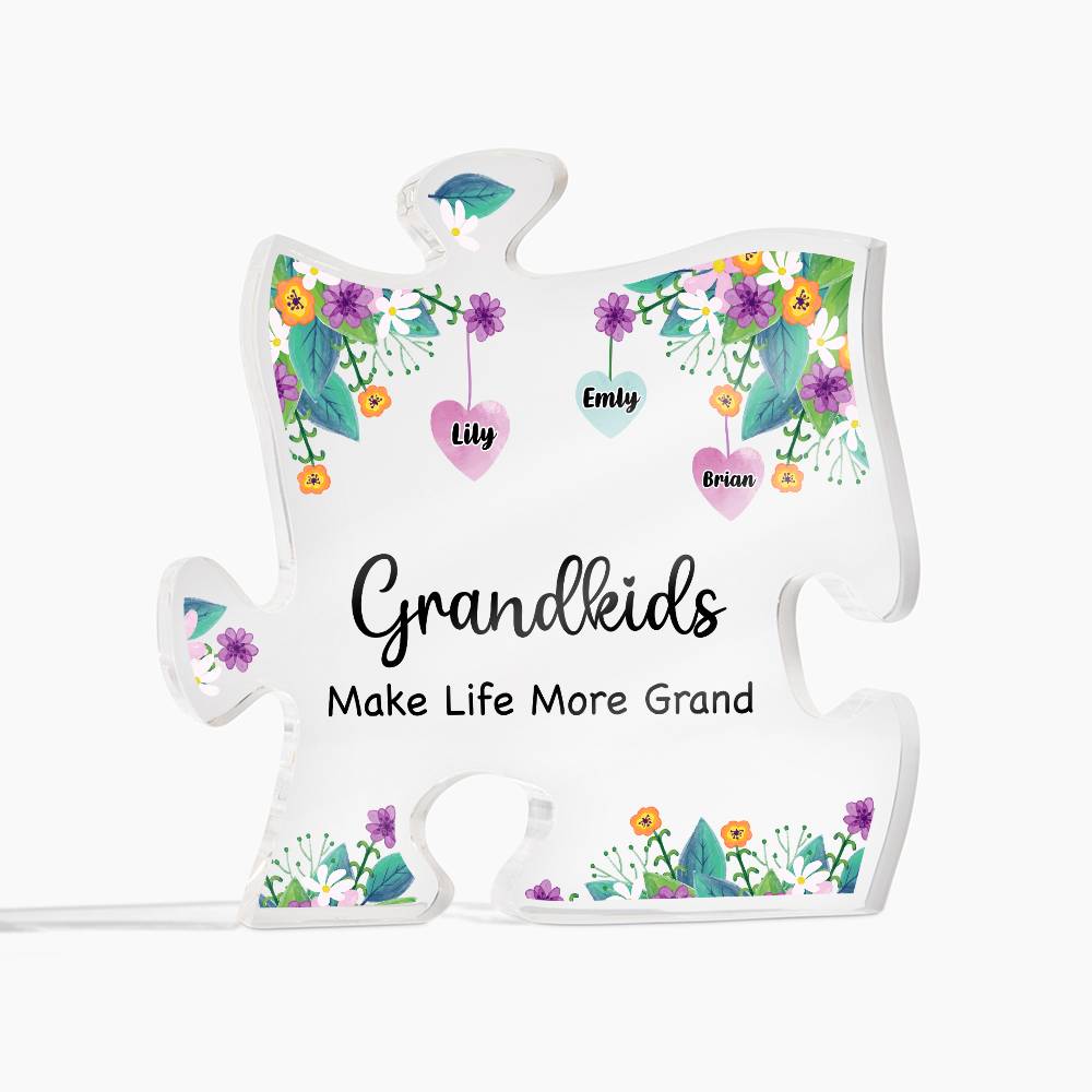 Grandkids Make Life More Grand Printed Acrylic Puzzle Plaque-Express Your Love Gifts