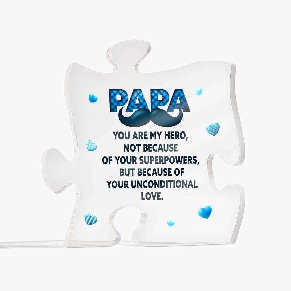 Papa You Are My Hero Printed Acrylic Puzzle Plaque-Express Your Love Gifts