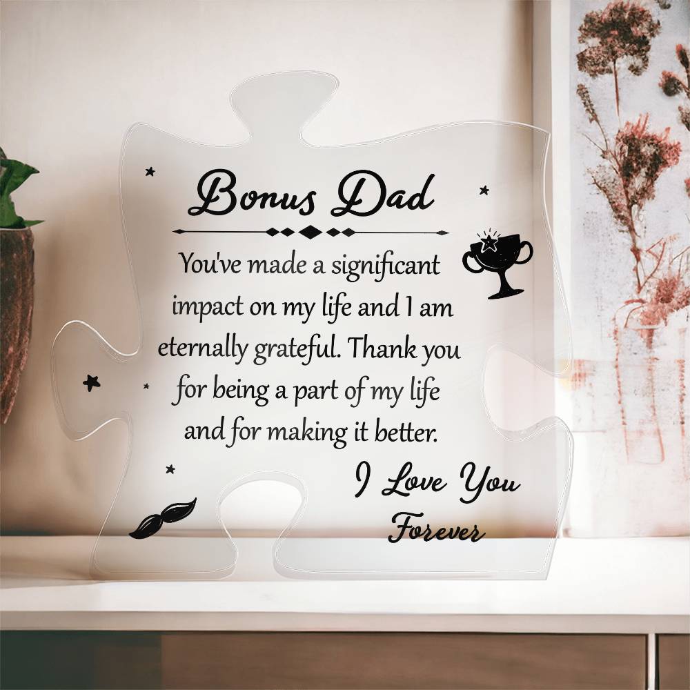 Bonus Dad Eternally Grateful Printed Acrylic Puzzle Plaque-Express Your Love Gifts