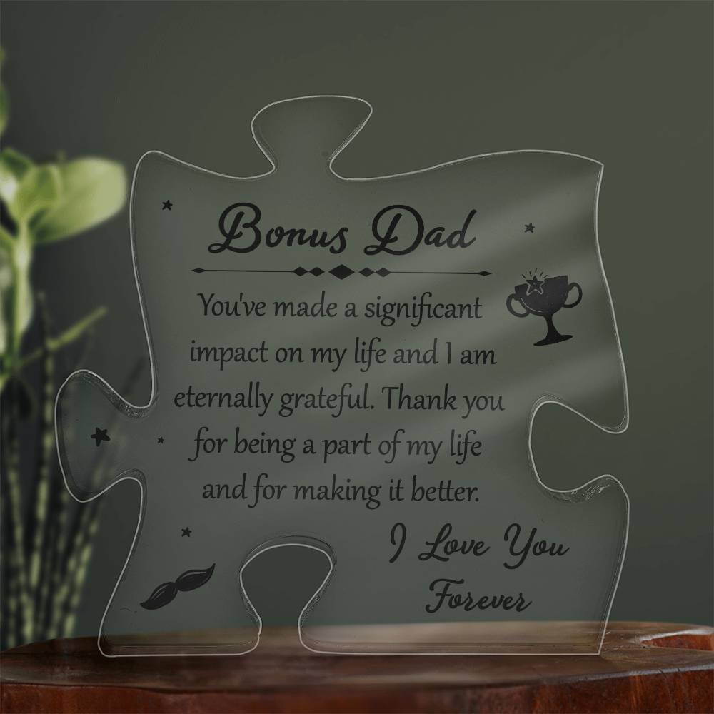 Bonus Dad Eternally Grateful Printed Acrylic Puzzle Plaque-Express Your Love Gifts