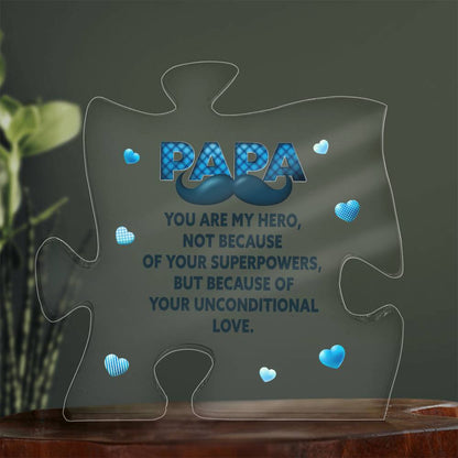 Papa You Are My Hero Printed Acrylic Puzzle Plaque-Express Your Love Gifts