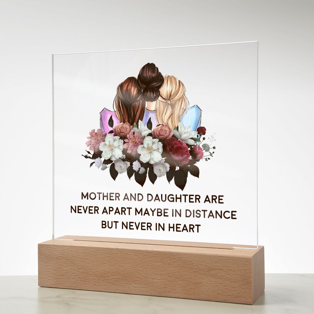 Mother and Daughter Never Apart Acrylic Square Plaque-Express Your Love Gifts