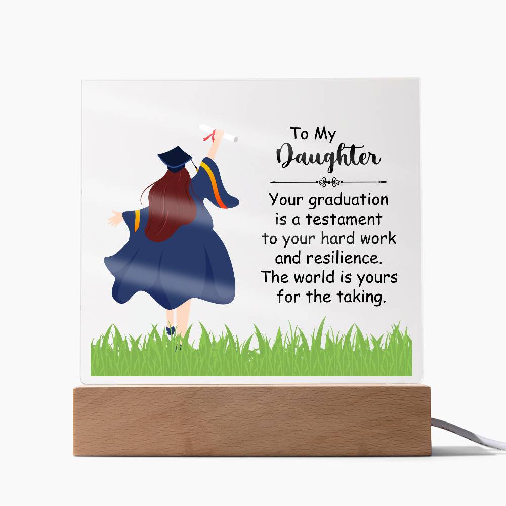 To My Daughter Graduation Testament Printed Square Shaped Acrylic Plaque-Express Your Love Gifts