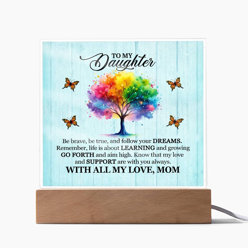 To My Daughter From Mom With All My Love Printed Square Shaped Acrylic Plaque-Express Your Love Gifts